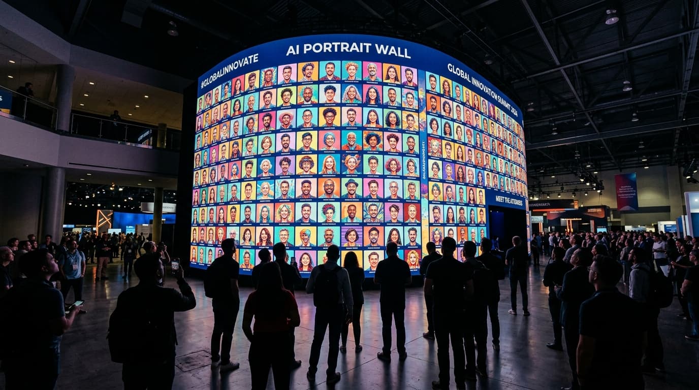 AI Portrait Wall at a live event