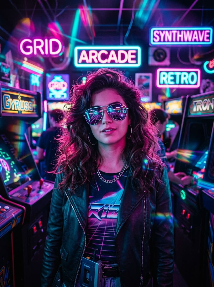 Retro 80s Synthwave AI Portrait Transformation